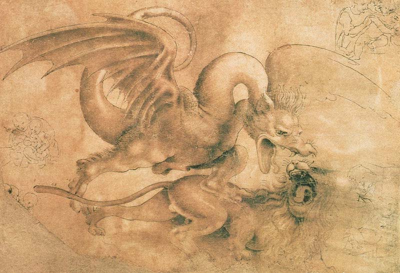 Fight between a dragon and a lion - Leonardo da Vinci