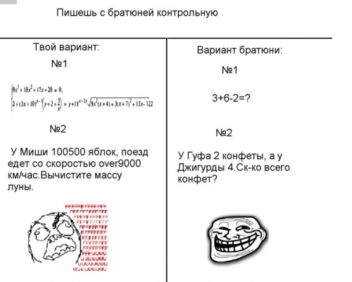 Твой вариант. Анекдот про контрольную по истории. Анекдот про контрольную и телефон.