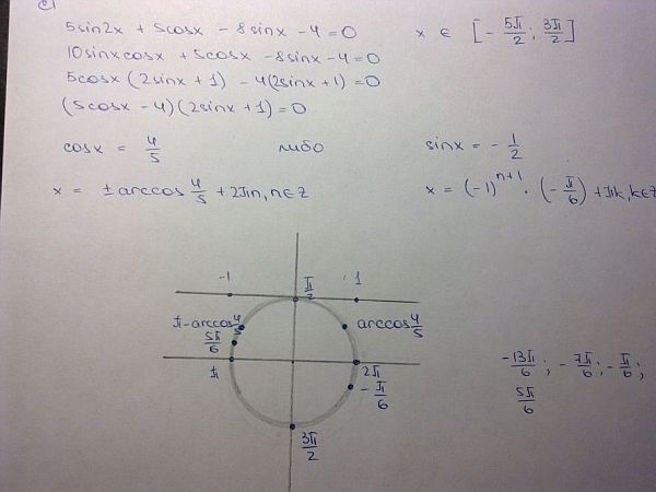 7 cos x 4 sin 2x 0