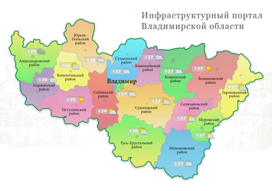 Карта владимирской области с озерами и реками