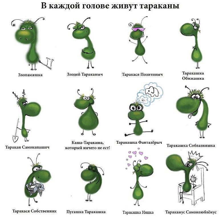 Таракашки в голове у женщины прикольные картинки