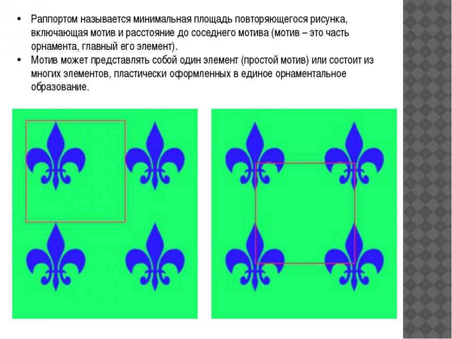 Раппорт. Раппорт узора в рисовании. Узор из повторяющихся элементов. Деталь орнамента (раппорт). Элемент раппорт в орнаменте.