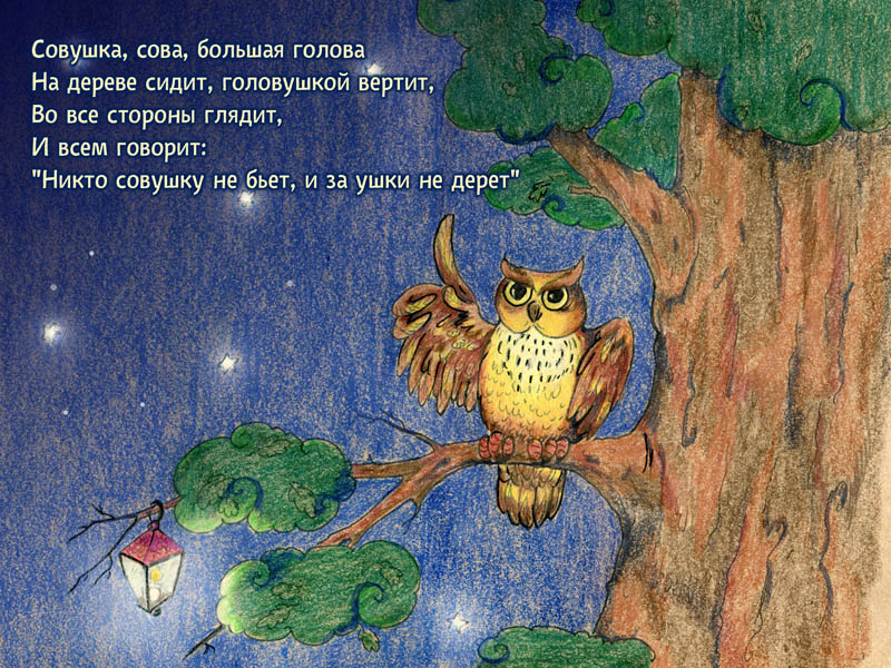 Песни ночных сов читать. Сказка про Филина. Совушка Сова большая голова стишок. Стихотворение про сову для детей. Сказка Сова.